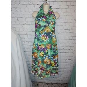 Haven Bleu VINTAGE NWT Womens Size Large Green Floral Halter Dress